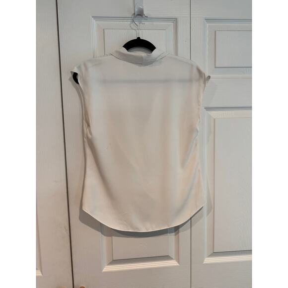 Ivory Sleeveless Blouse Twist Front Shawl Collar Party Career - Picture 5 of 6